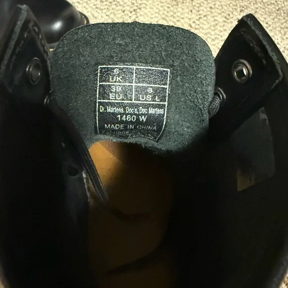 Dr. Martens Black Leather Boots with Yellow Accents - Picture 6 of 6